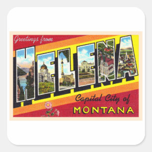Helena Montana MT Vintage Large Letter Postcard Square Sticker