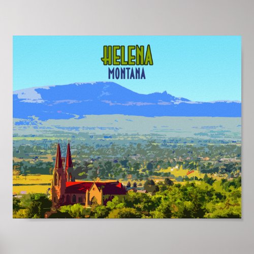 Helena Montana Sleeping Giant Mountains Vintage Poster