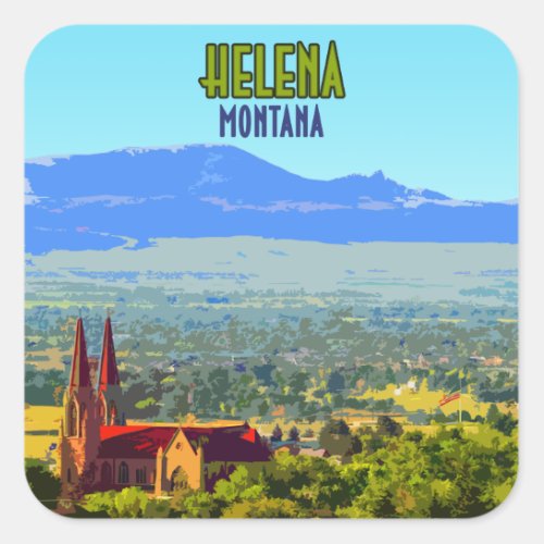 Helena Montana Sleeping Giant Mountains Vintage Square Sticker