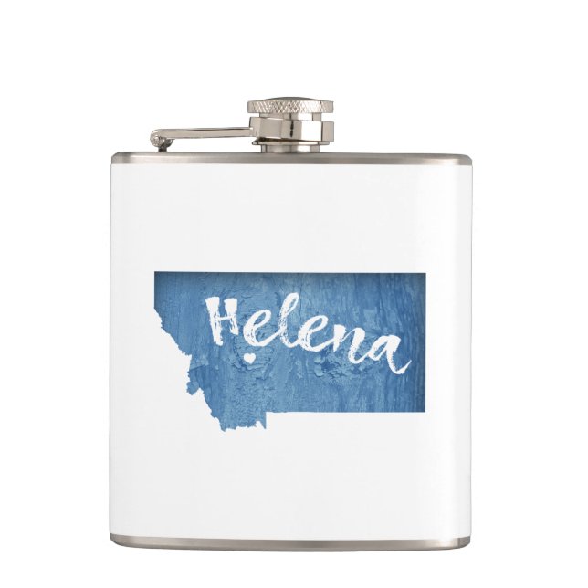 Helena Montana Wood Grain Flask (Front)
