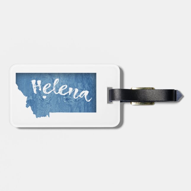 Helena Montana Wood Grain Luggage Tag (Back Horizontal)
