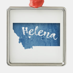 Helena Montana Wood Grain Metal Ornament