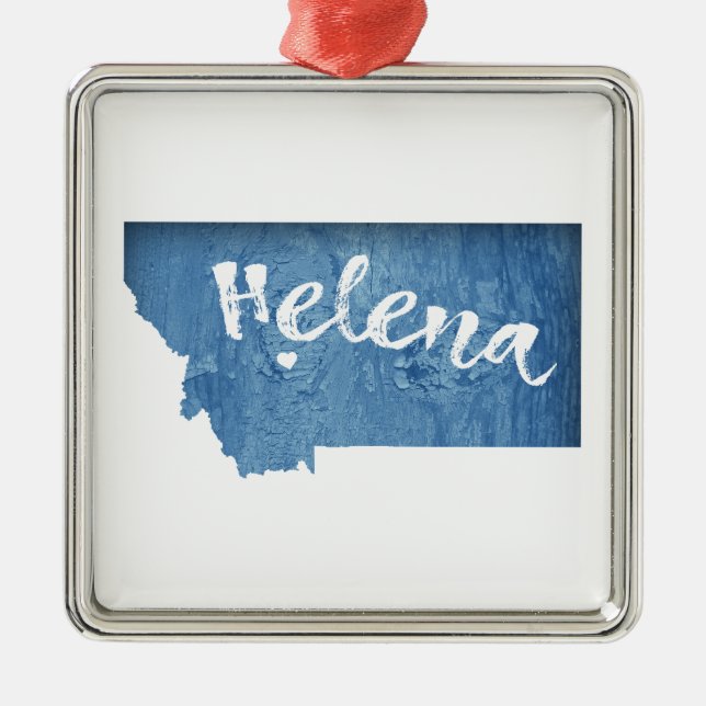 Helena Montana Wood Grain Metal Ornament (Front)