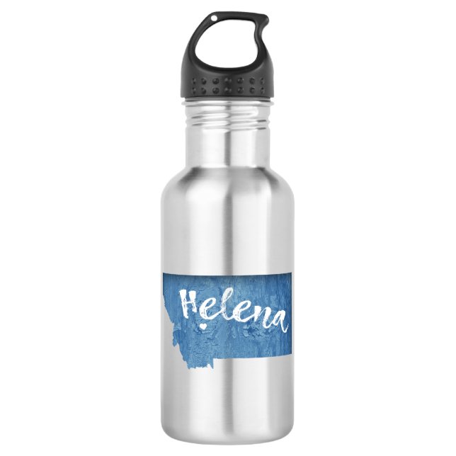 Helena Montana Wood Grain Stainless Steel Water Bottle (Front)