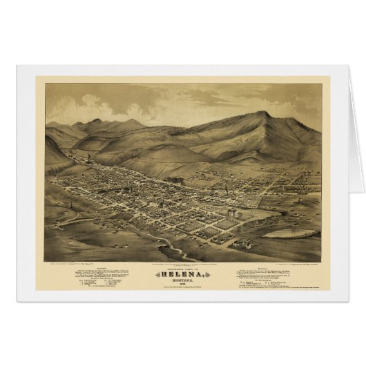 Helena, MT  Panoramic Map - 1875 Cards (Front Horizontal)