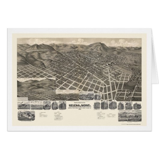 Helena, MT Panoramic Map - 1890 Cards (Front Horizontal)