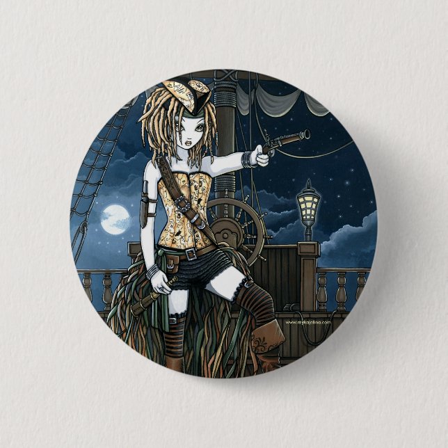 "Helena" Sky Pirate Ship Moon Fae Button (Front)