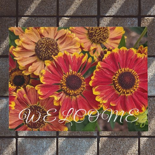 Helenium Autumnale Blooms Floral Welcome Doormat