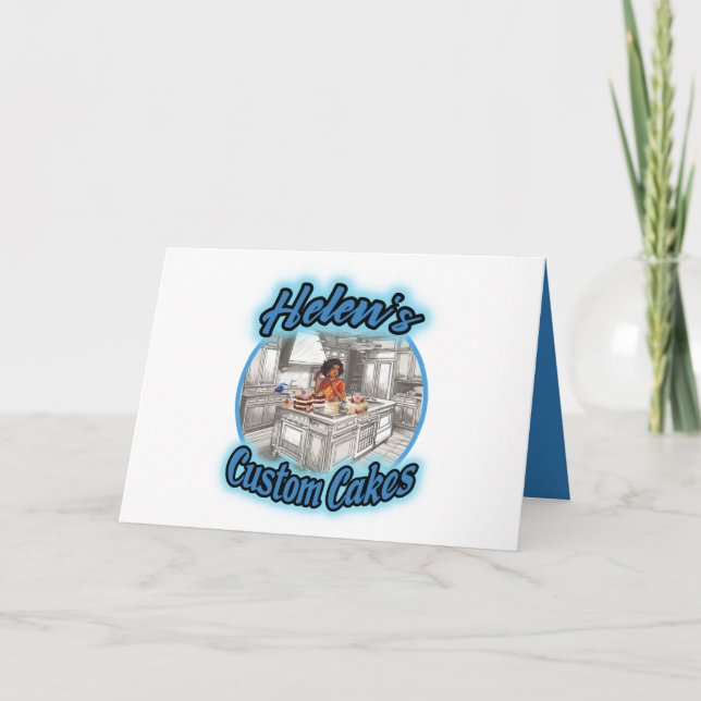 Helen's Custom Cakes Letterpress Thank You Card (Front)