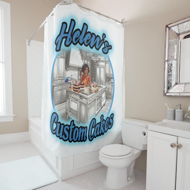 Helen's Custom Cakes Shower Curtain (In Situ)