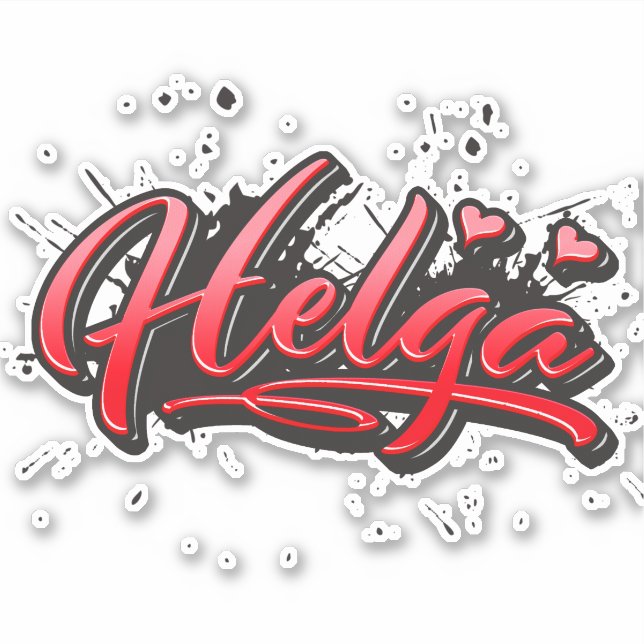 Helga red Heart Graffiti Sticker (Front)