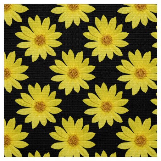 Helianthus 'Lemon Queen' Pattern - Black Fabric