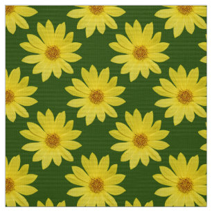 Helianthus 'Lemon Queen' Pattern - Forest Green Fabric