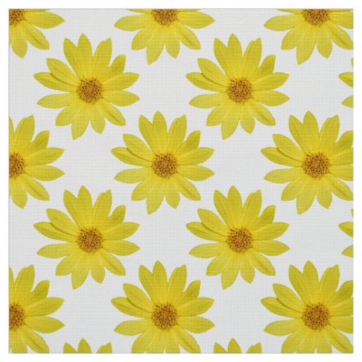 Helianthus 'Lemon Queen' Pattern - White Fabric