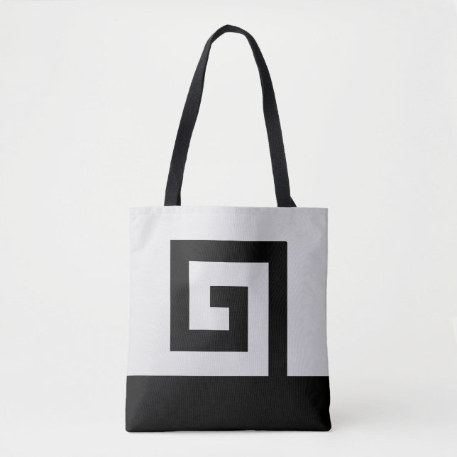 Helicoidal abstract design in black & almost white tote bag (Front)