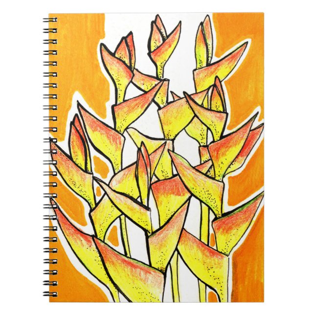 Heliconia Flowers Tropic Botanical Bold Floral Art Notebook (Front)