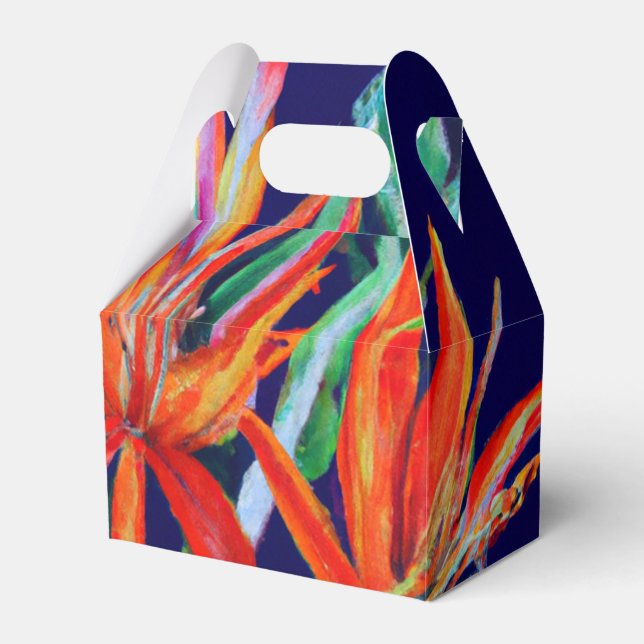 Heliconia heaven tropical party favor boxes (Front Side)