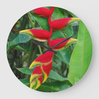 Heliconia Large Clock by Rebecca_Reeder at Zazzle