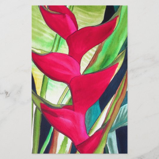 Heliconia Lobster Claw tropical watercolour flower (Front)