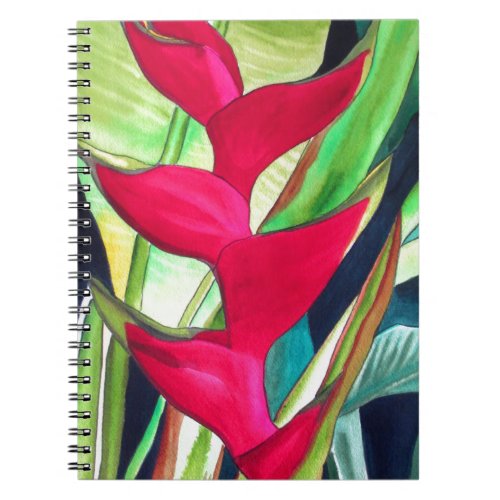 Heliconia Lobster Claw tropical watercolour flower Notebook