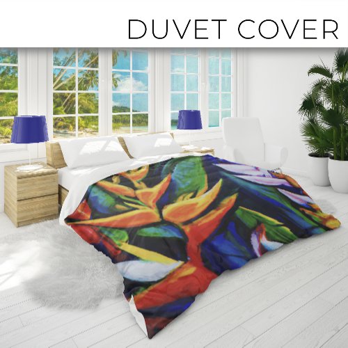 Heliconia night duvet cover