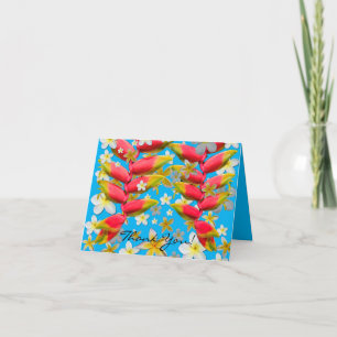 Heliconia Plumeria Blooms Letterpress Thank You Card