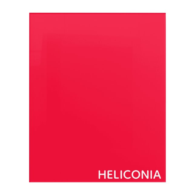 Heliconia red color name acrylic print (Front)