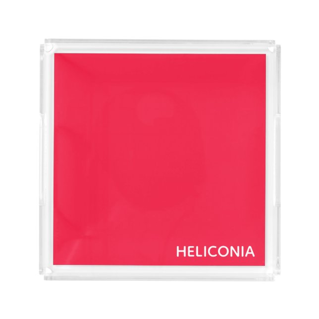 Heliconia red color name acrylic tray (Front)
