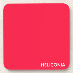 Heliconia red color name beverage coaster
