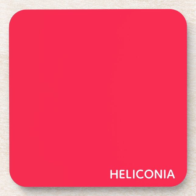 Heliconia red color name beverage coaster (Front)