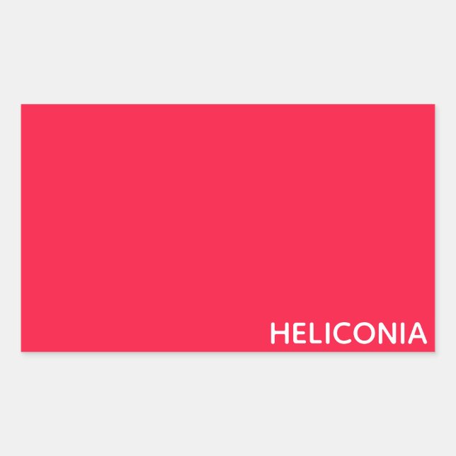 Heliconia red color name rectangular sticker (Front)
