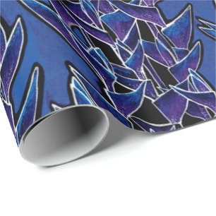 Heliconia Tropical Abstract Floral Pattern Violet Wrapping Paper