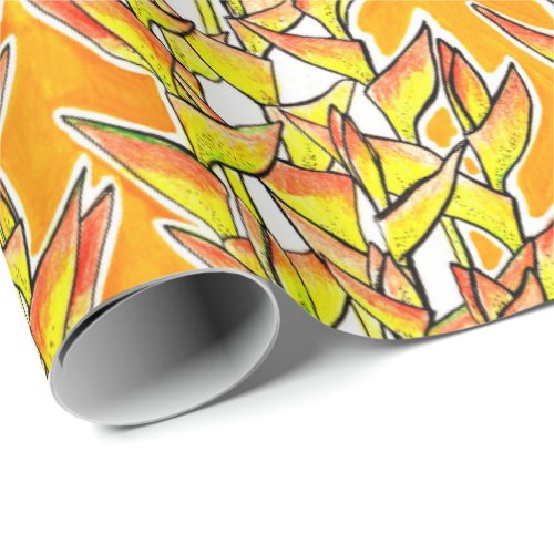 Heliconia Tropical Botanical Bold Floral Pattern Wrapping Paper