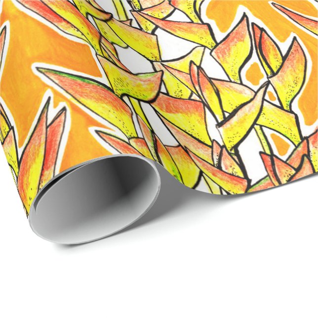 Heliconia Tropical Botanical Bold Floral Pattern Wrapping Paper (Roll Corner)