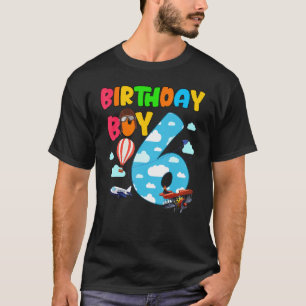 Helicopter 6th Birthday Boy Airplane Plane Pilot 6 T-Shirt