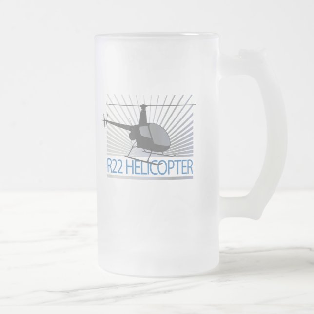 Helicopter Aircraft Frosted Glass Beer Mug (Right)