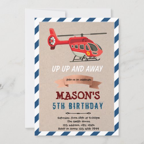 Helicopter airplane birthday theme Invitation