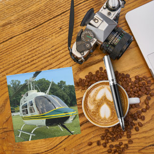 Helicopter Airplane Photo, Aviation, Monogrammed Glass Coaster