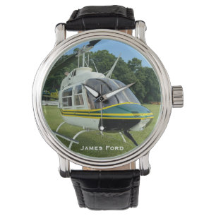 Helicopter Airplane Photo, Aviation, Personalized Watch