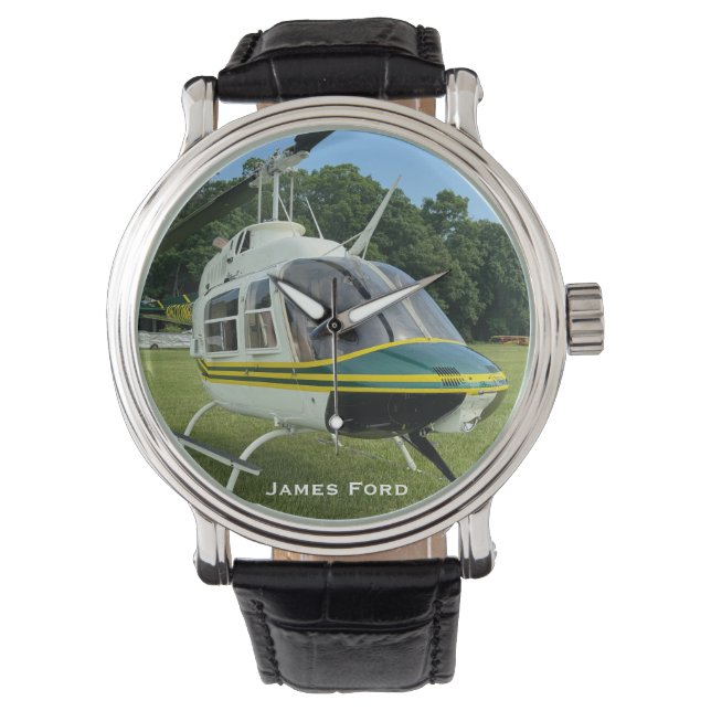Helicopter Airplane Photo, Aviation, Personalized Watch (Front)