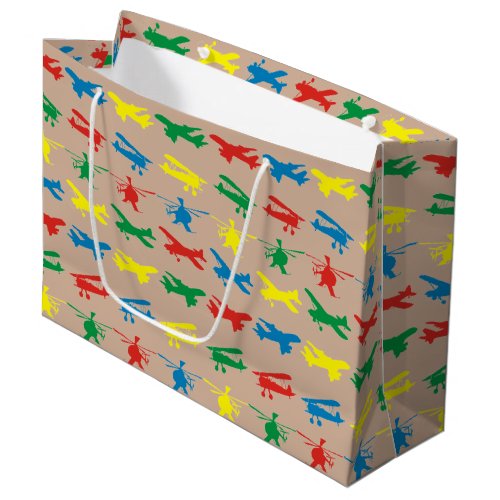 Helicopter Airplanes Aviation Pattern Large Gift Bag