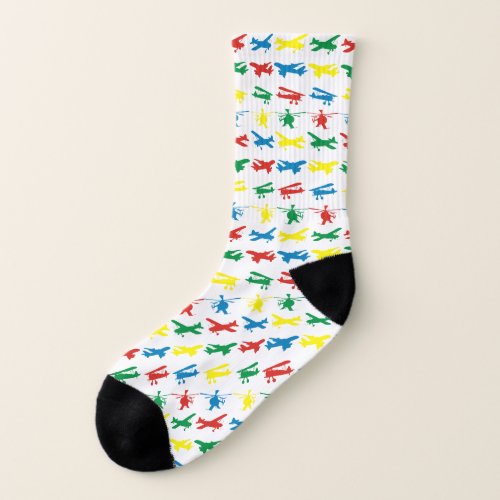 Helicopter Airplanes Aviation Pattern Socks