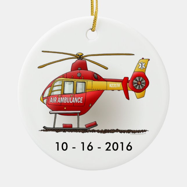 Helicopter Ambulance Air Ambulance Ornament (Front)