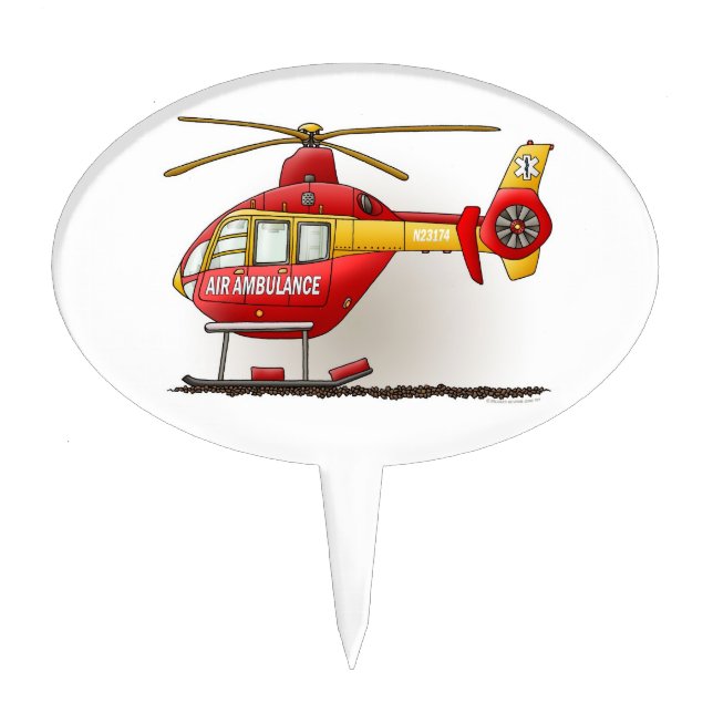 Helicopter Ambulance Cake Topper (Front)