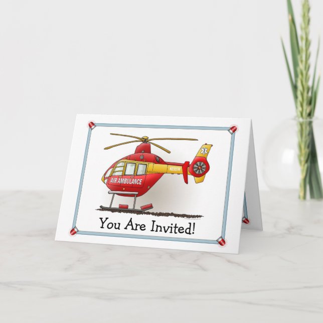 Helicopter Ambulance Party Invitation (Front)