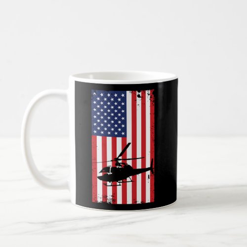 Helicopter American Flag Pilot Aviation Flying Hel Coffee Mug