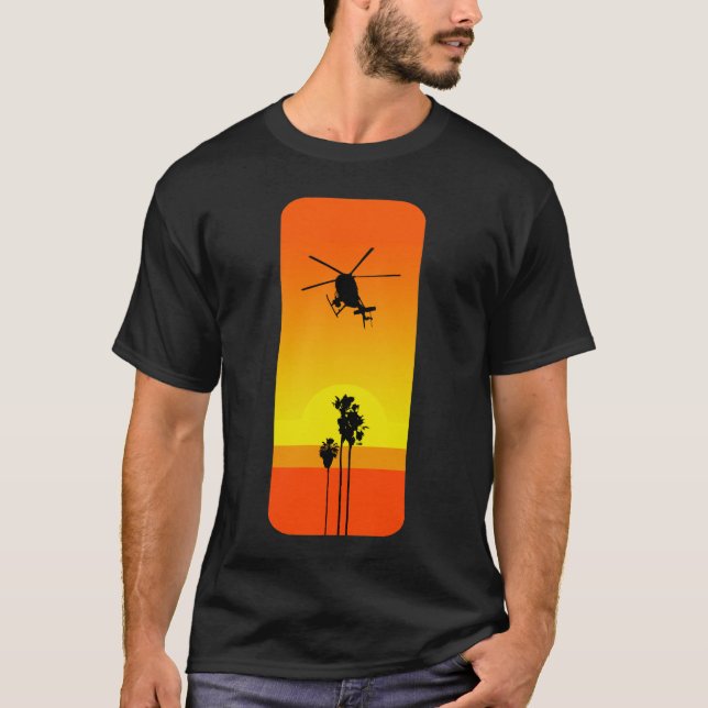 Helicopter and Sunset T-Shirt (Front)