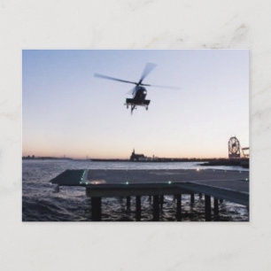 Helicopter at Paulus Hook Heliport, Jersey City Postcard