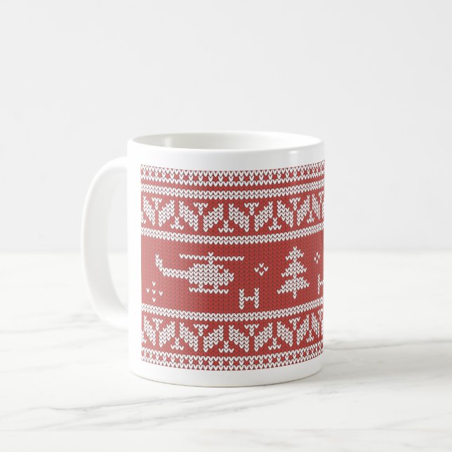 Helicopter Aviation Christmas Pattern Coffee Mug (Front Left)