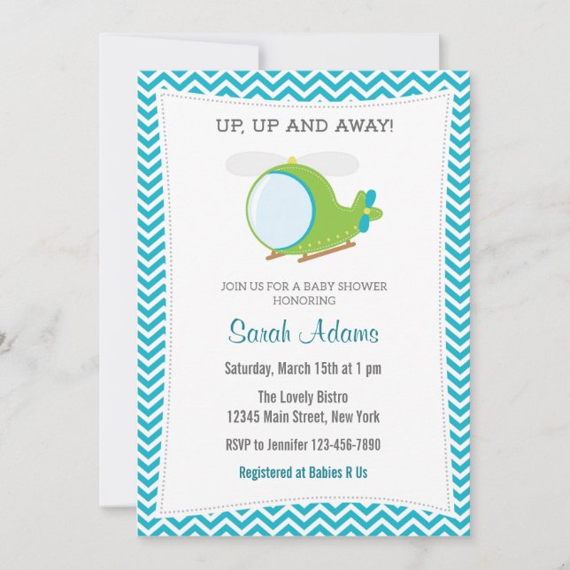 Helicopter Baby Shower Invitation (Front)